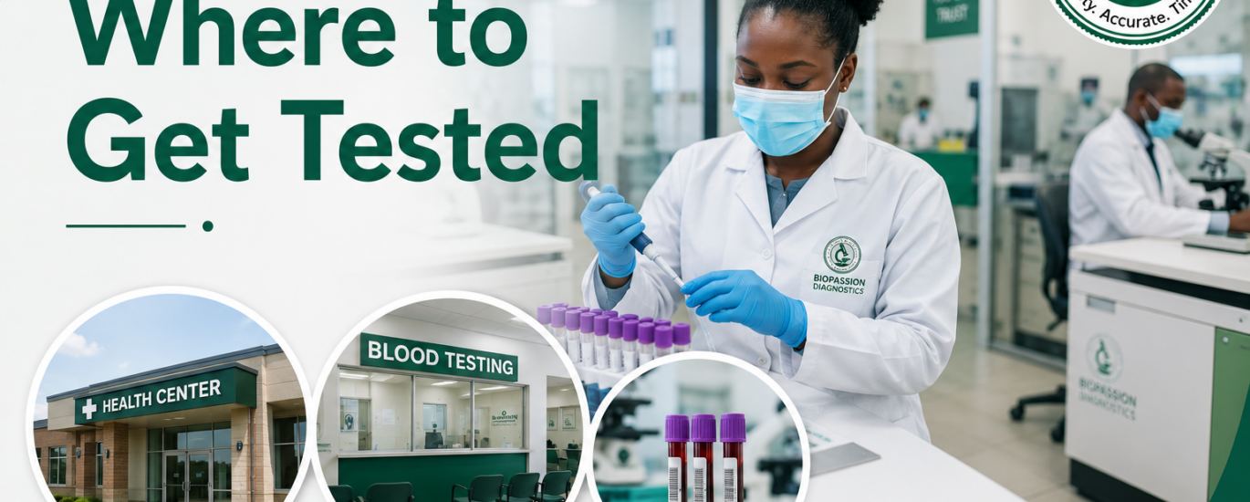Medical laboratory technician performing blood testing in a diagnostic laboratory