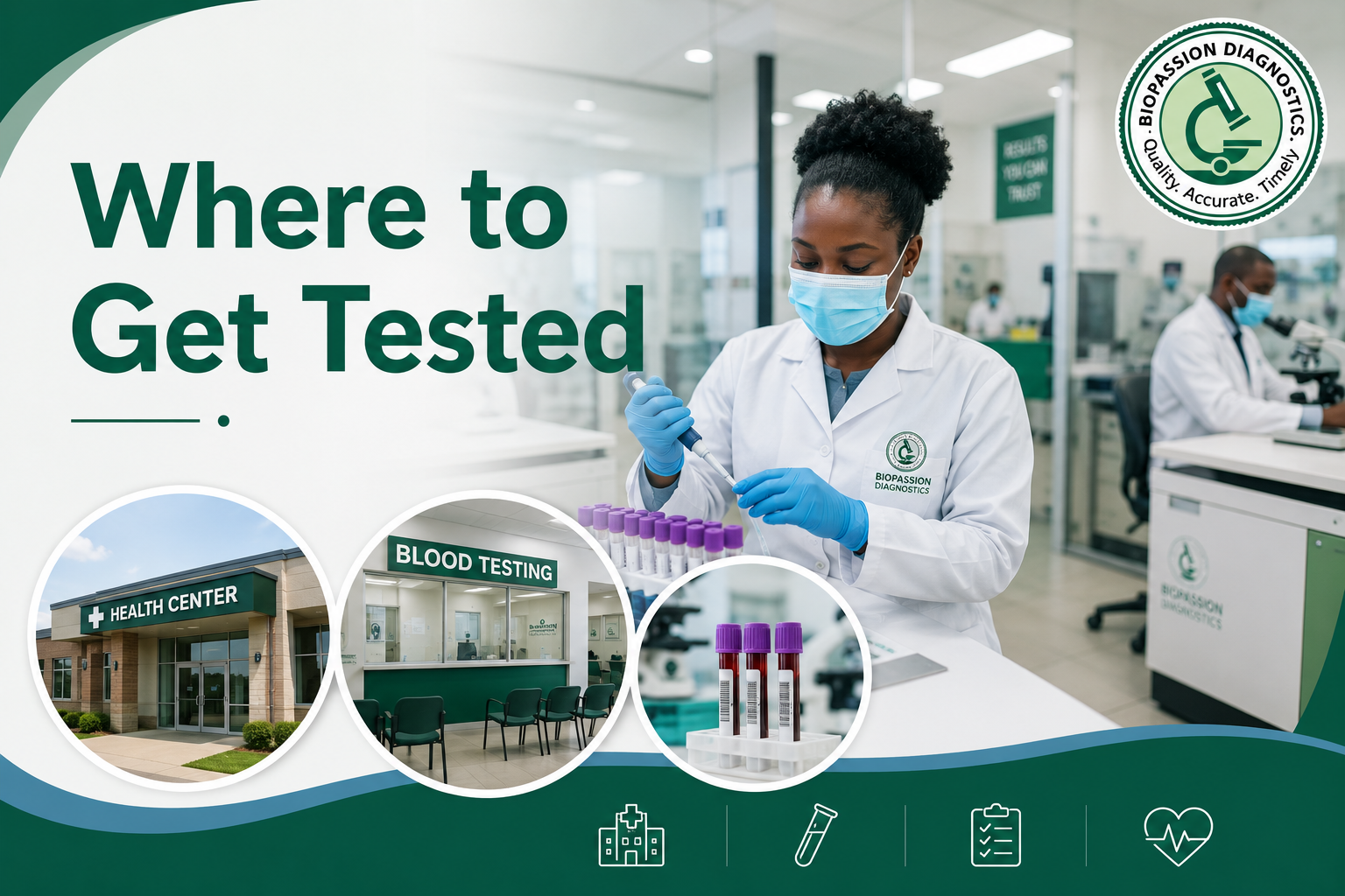 Medical laboratory technician performing blood testing in a diagnostic laboratory